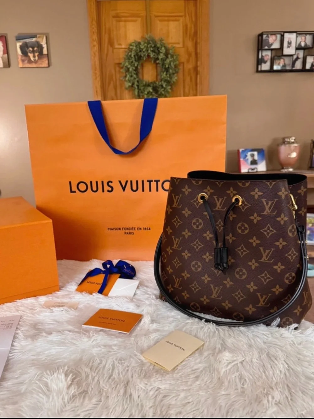 Louis Vuitton Brown Monogram Canvas Drawstring Hobo